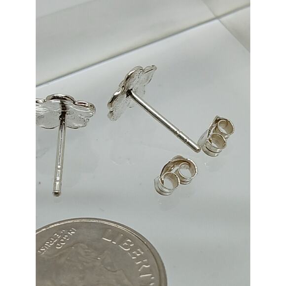 Vintage Estate Jewelry NOS .925 Sterling Silver Clear AB Crystal Flower Earrings - Picture 8 of 8